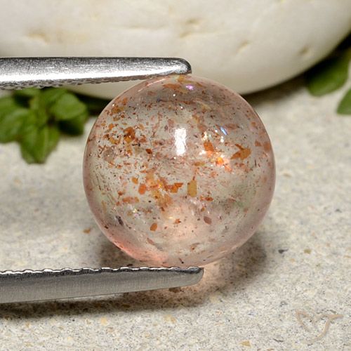 2.30ct 자연스러운 라이트 오렌지 썬스톤, 둥근, 투명한
