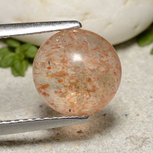 2.24ct 자연스러운 라이트 오렌지 썬스톤, 둥근, 투명한