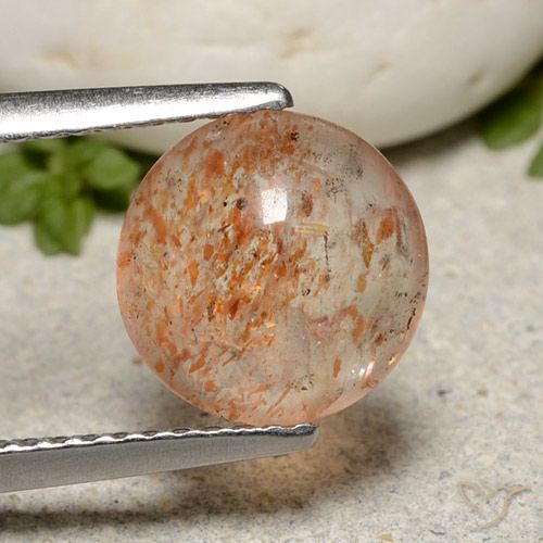 1.91ct 자연스러운 미디엄 오렌지 썬스톤, 둥근, 투명한
