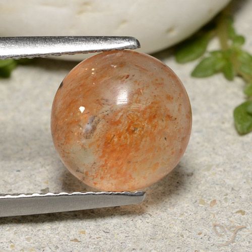 2.53ct 자연스러운 따뜻한 오렌지 썬스톤, 둥근, 투명한