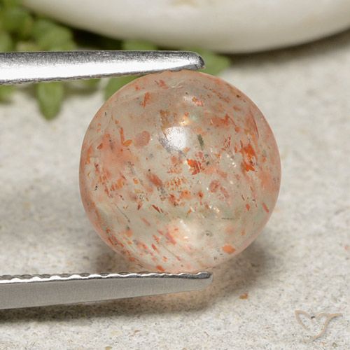 2.22ct 자연스러운 라이트 오렌지 썬스톤, 둥근, 투명한