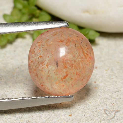 1.99ct 자연스러운 라이트 오렌지 썬스톤, 둥근, 투명한