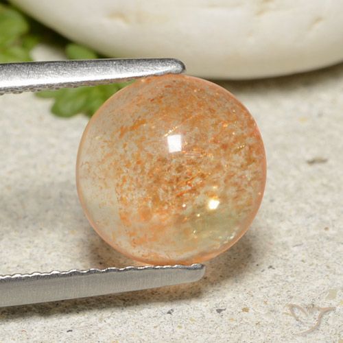 1.85ct 자연스러운 멜론 오렌지 썬스톤, 둥근, 투명한