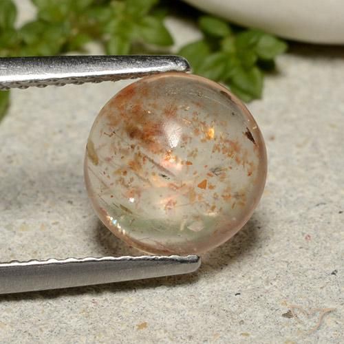 1.90ct 자연스러운 라이트 피치 오렌지 썬스톤, 둥근, 투명한