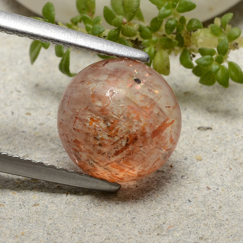 2.65캐럿 천연 따뜻한 오렌지 썬스톤, 라운드 컷, 투명한