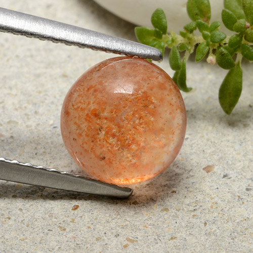 2.03캐럿 천연 붉은빛 오렌지 선스톤, 라운드 컷, 8.19 mm, 투명한