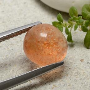 2.03캐럿 천연 붉은빛 오렌지 선스톤, 라운드 컷, 8.19 mm, 투명한