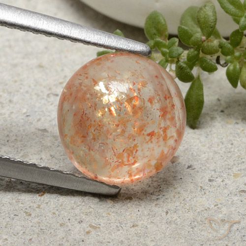 2.03ct 자연스러운 라이트 타이거 오렌지 썬스톤, 둥근, 투명한