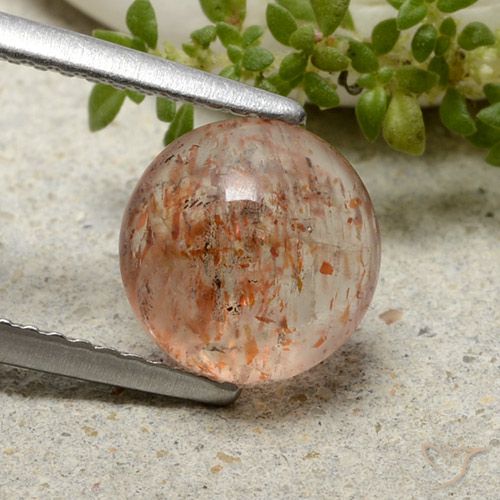 1.96ct 자연스러운 라이트 타이거 오렌지 썬스톤, 둥근, 투명한