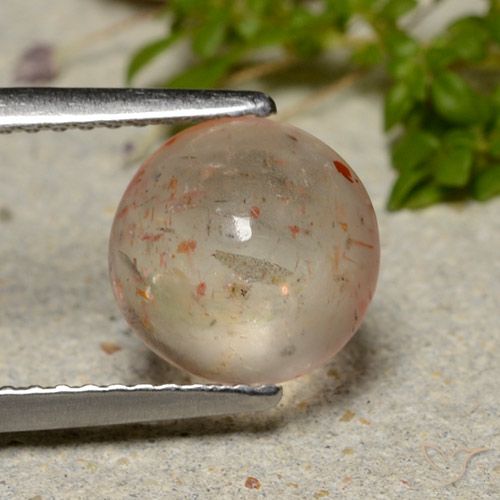 2.37ct 자연스러운 라이트 오렌지 썬스톤, 둥근, 투명한