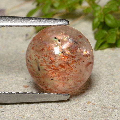 2.24ct 자연스러운 자몽 오렌지 썬스톤, 둥근, 투명한