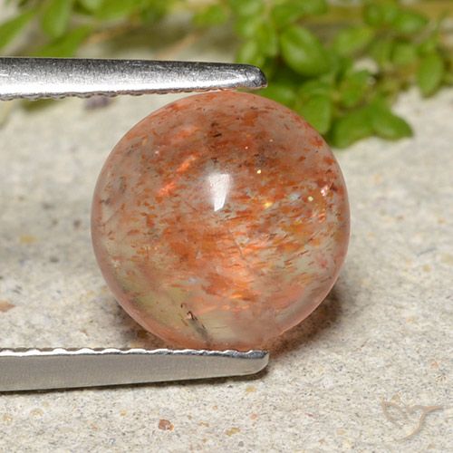 2.04ct 자연스러운 미디엄 오렌지 썬스톤, 둥근, 투명한