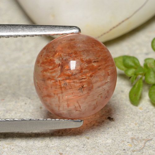 2.72ct 자연스러운 붉은 오렌지 썬스톤, 둥근, 투명한