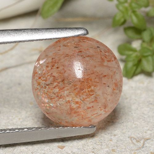 2.10ct 자연스러운 라이트 타이거 오렌지 썬스톤, 둥근, 투명한