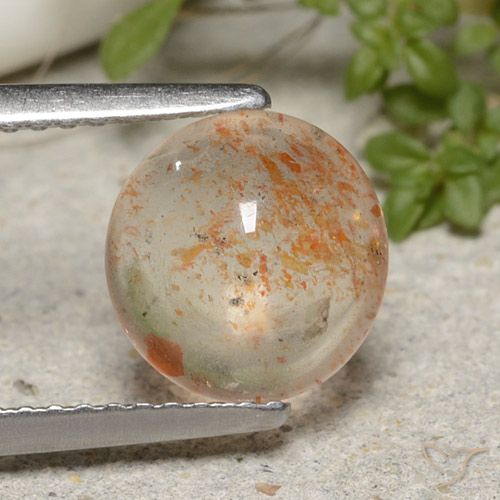 1.75ct 자연스러운 라이트 타이거 오렌지 썬스톤, 둥근, 투명한