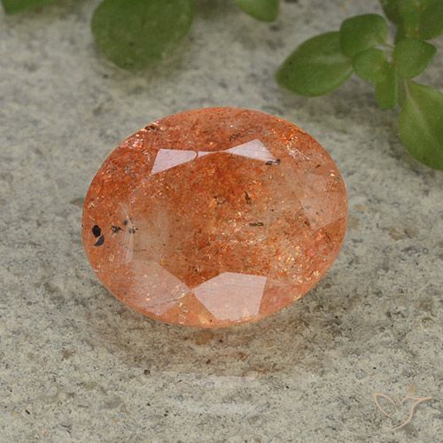4.42ct 자연스러운 미디엄 오렌지 썬스톤, 타원형, 투명한