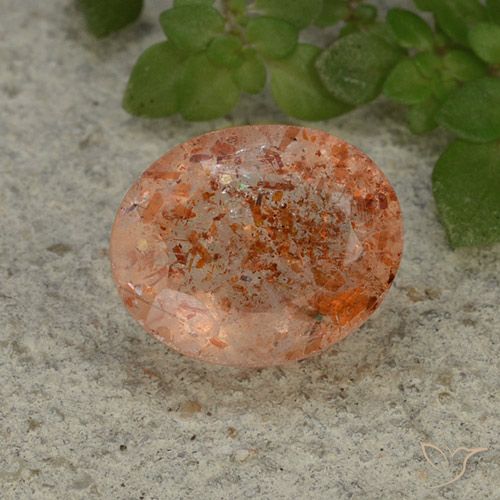 4.14ct 자연스러운 자몽 오렌지 썬스톤, 타원형, 투명한