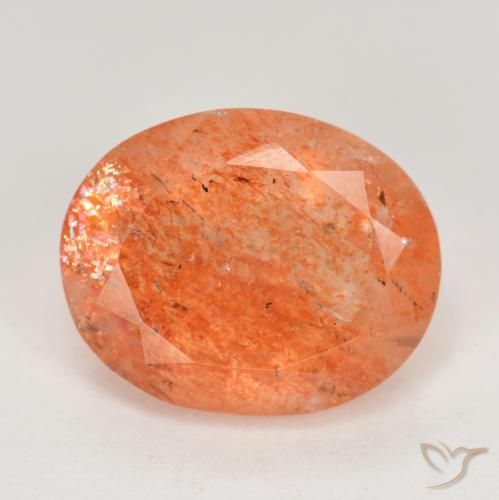 4.51캐럿 천연 딥 오렌지 선스톤, 타원형 컷, 12.2×9.8 mm, 투명한