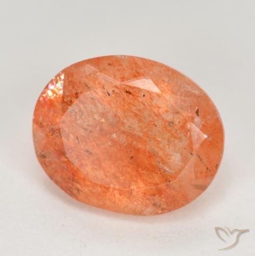 4.51캐럿 천연 딥 오렌지 선스톤, 타원형 컷, 12.2×9.8 mm, 투명한