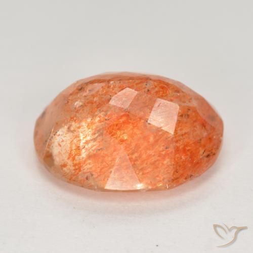 4.51캐럿 천연 딥 오렌지 선스톤, 타원형 컷, 12.2×9.8 mm, 투명한