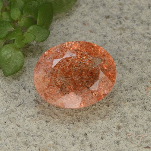 3.62ct 자연스러운 미디엄 오렌지 썬스톤, 타원형, 투명한