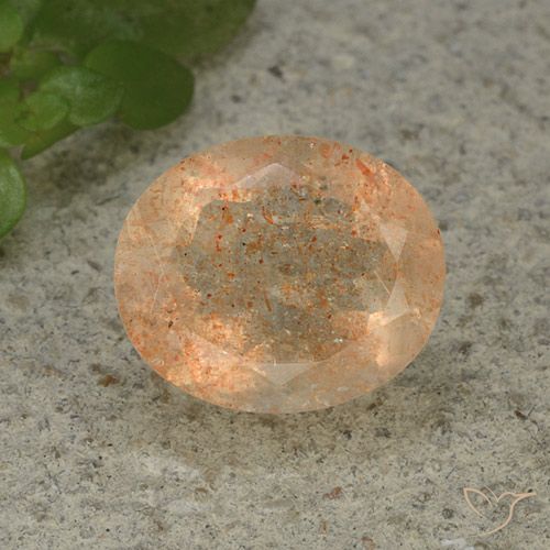 4.98ct 자연스러운 라이트 피치 오렌지 썬스톤, 타원형, 투명한