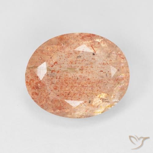 4.69ct 자연스러운 Medium Light-Orange 썬스톤, 타원형, 투명한