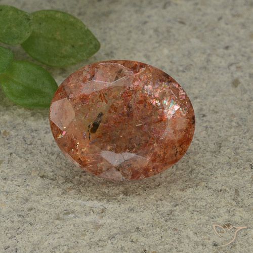 4.09ct 자연스러운 따뜻한 오렌지 썬스톤, 타원형, 투명한