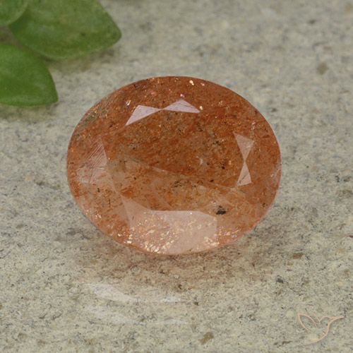 4.34ct 자연스러운 붉은 오렌지 썬스톤, 타원형, 투명한