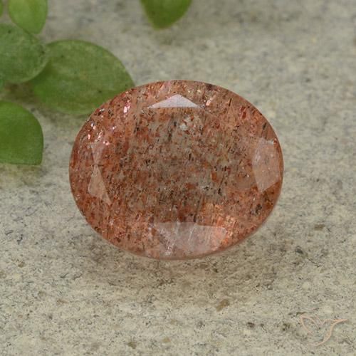 5.46ct 자연스러운 미디엄 오렌지 썬스톤, 타원형, 투명한