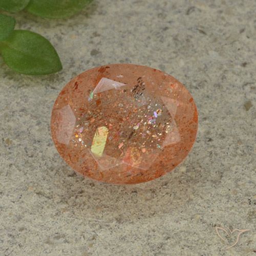 4.90ct 자연스러운 따뜻한 오렌지 썬스톤, 타원형, 투명한