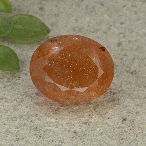 5.04ct 자연스러운 따뜻한 오렌지 썬스톤, 타원형, 투명한