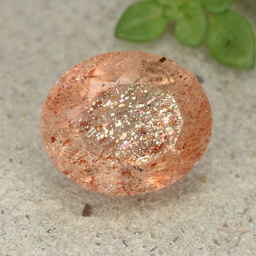 5.04ct 자연스러운 라이트 오렌지 썬스톤, 타원형, 투명한