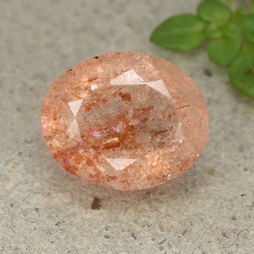 3.89ct 자연스러운 라이트 오렌지 썬스톤, 타원형, 투명한