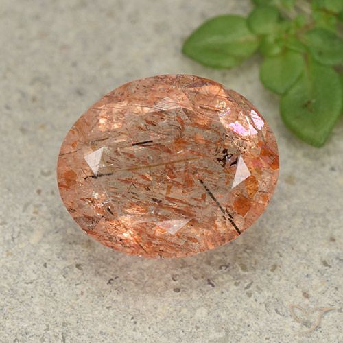 4.60ct 자연스러운 붉은 오렌지 썬스톤, 타원형, 투명한