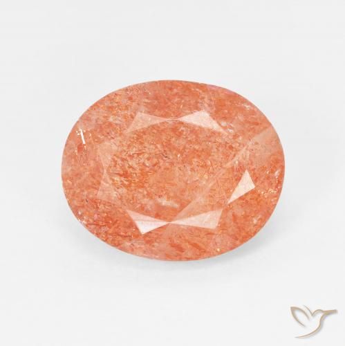 3.87ct 자연스러운 미디엄 오렌지 썬스톤, 타원형, 투명한