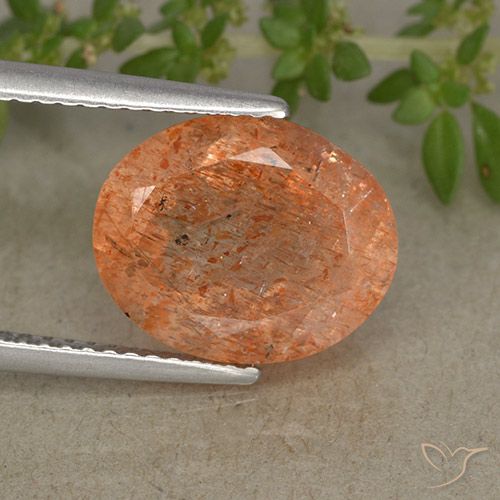 4.72ct 자연스러운 미디엄 오렌지 썬스톤, 타원형, 투명한