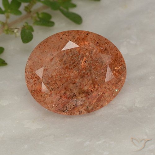 4.20ct 자연스러운 자몽 오렌지 썬스톤, 타원형, 투명한