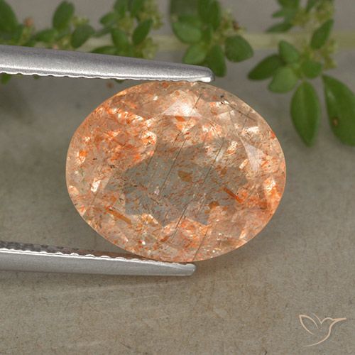 4.83ct 자연스러운 라이트 오렌지 썬스톤, 타원형, 투명한