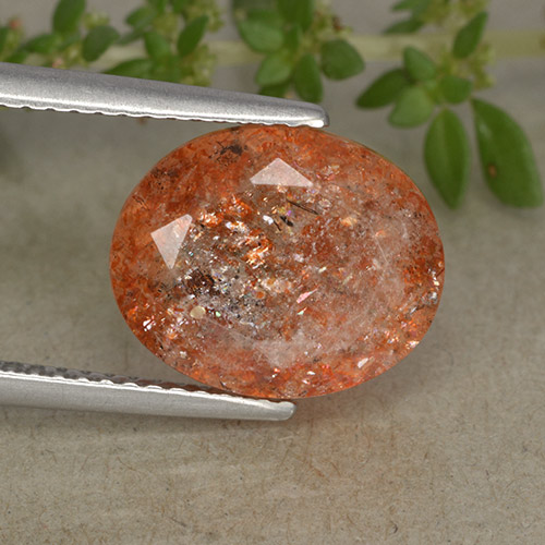 4.31캐럿 천연 자몽 오렌지 선스톤, 타원형 컷, 11.9×9.8 mm, 투명한
