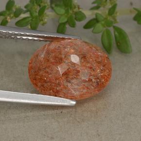 4.31캐럿 천연 자몽 오렌지 선스톤, 타원형 컷, 11.9×9.8 mm, 투명한
