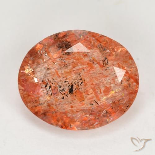 3.69ct 자연스러운 미디엄 오렌지 썬스톤, 타원형, 투명한