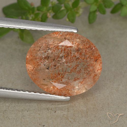 3.90ct 자연스러운 붉은 오렌지 썬스톤, 타원형, 투명한