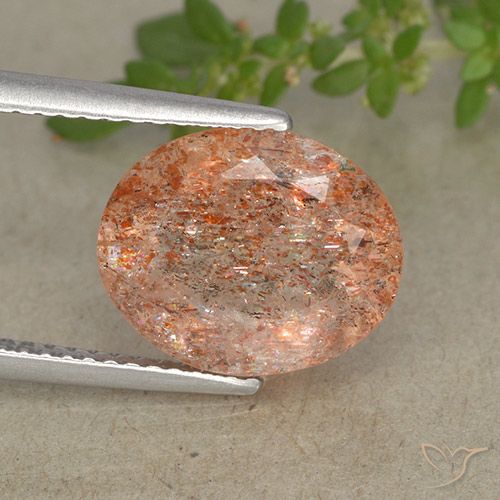 3.73ct 자연스러운 진저 오렌지 썬스톤, 타원형, 투명한
