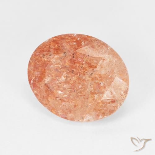 4.38캐럿 천연 Medium Light-Orange 썬스톤, 타원형, 투명한