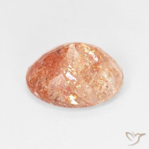 4.38캐럿 천연 Medium Light-Orange 썬스톤, 타원형, 투명한