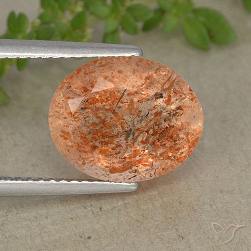 4.37ct 자연스러운 붉은 오렌지 썬스톤, 타원형, 투명한