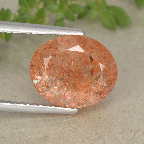 4.29ct 자연스러운 자몽 오렌지 썬스톤, 타원형, 투명한