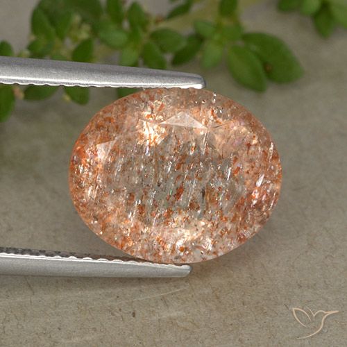 4.37캐럿 천연 라이트 타이거 오렌지 선스톤, 타원형 컷, 12×10 mm, 투명한