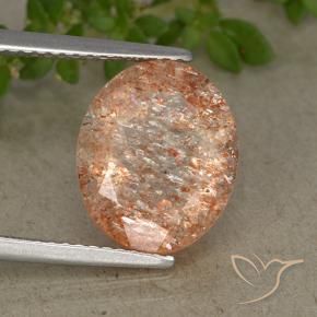 4.37캐럿 천연 라이트 타이거 오렌지 선스톤, 타원형 컷, 12×10 mm, 투명한